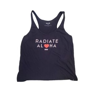 Hurley Women's Black‎ Radiate Aloha Racerback Tank Top Large